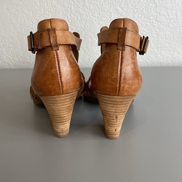 Paul Green Christy Caged Brown Leather Woven Sandle Size 7.5 USA 4.5 in Austria - Picture 5 of 8